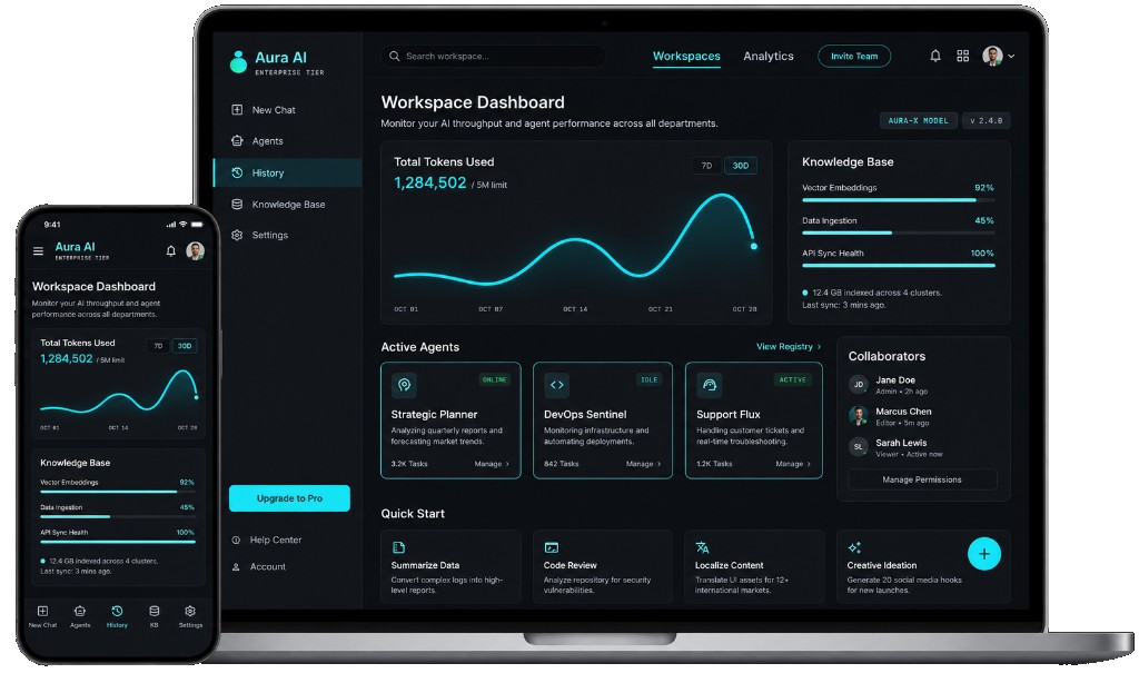 Aura AI enterprise app mockup